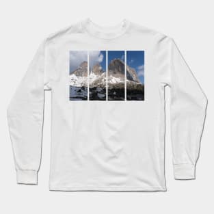 Selva di Val Gardena, Bolzano, Italy. Snow-covered mountain in the Dolomites; sunny spring day. Passo Sella Long Sleeve T-Shirt